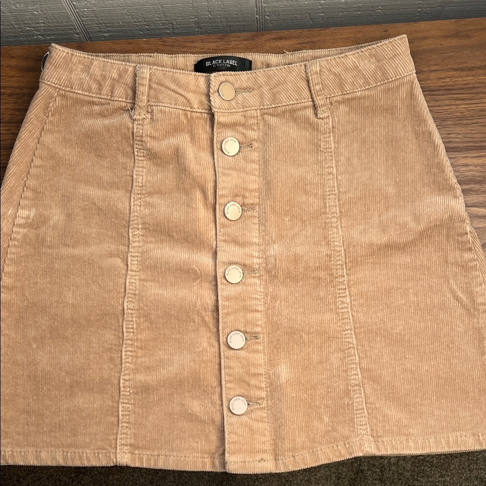 Black Label Beige Corduroy A-Line Skirt